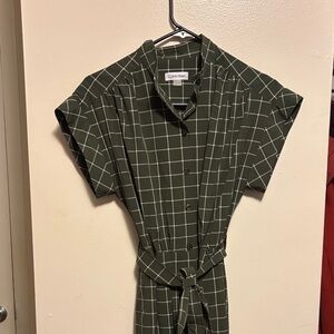 Calvin Klein Olive Checkered Dress